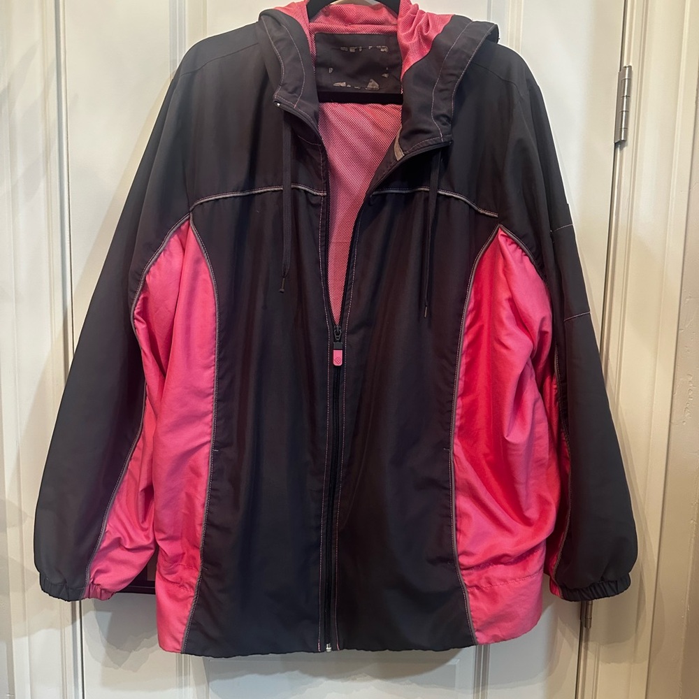 Women's Gray and Pink Hooded Jacket